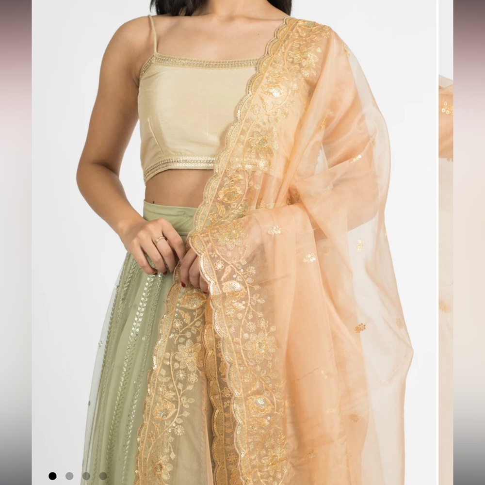 Peach hibiscus dupatta scarf